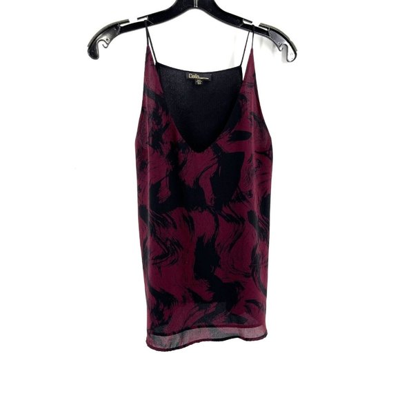 Dalia Tops - Dalia Women's Burgundy Black Cami Tank Top Spaghetti Straps Size Medium